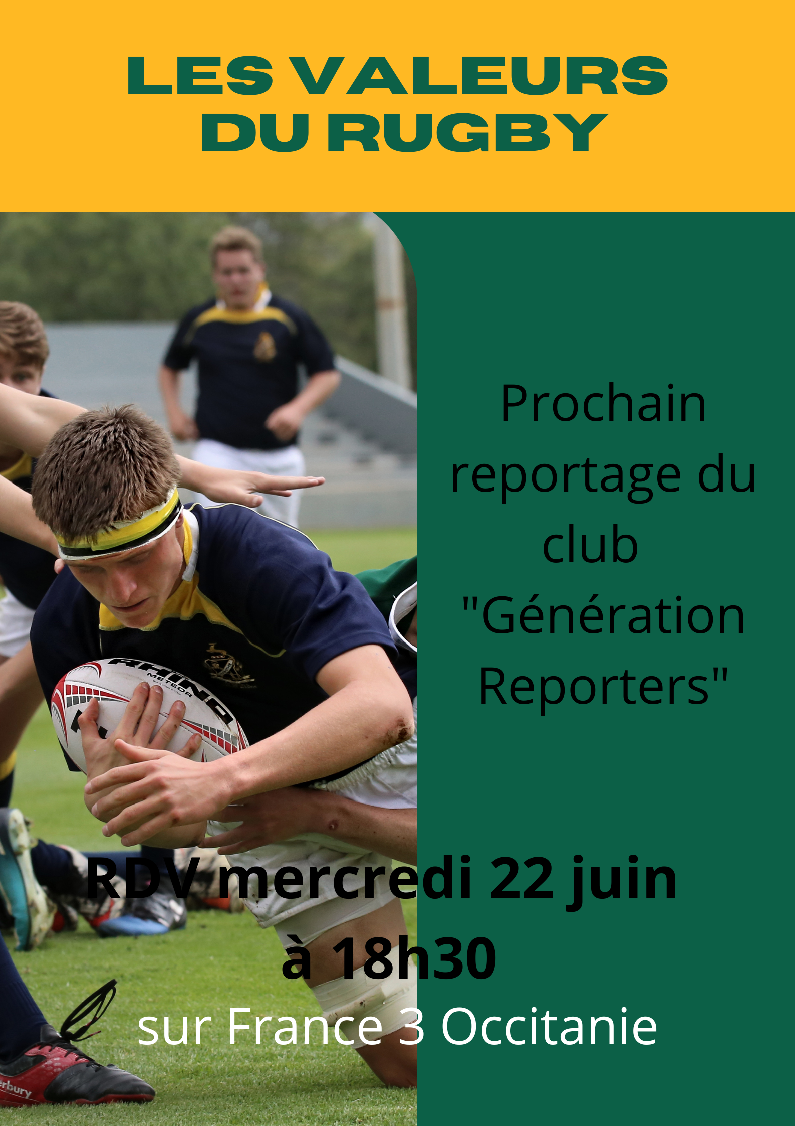 Jaune et Vert Dynamique Cadres Rugby Recrutement Affiche.png